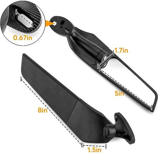 Motorcycle Mirrors for Piaggio Vespa for Triumph Daytona 2pcs Black