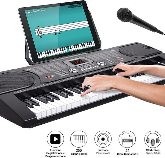 Bakaji Keyboard 02832747 with 61 Keys with Music Stand Black