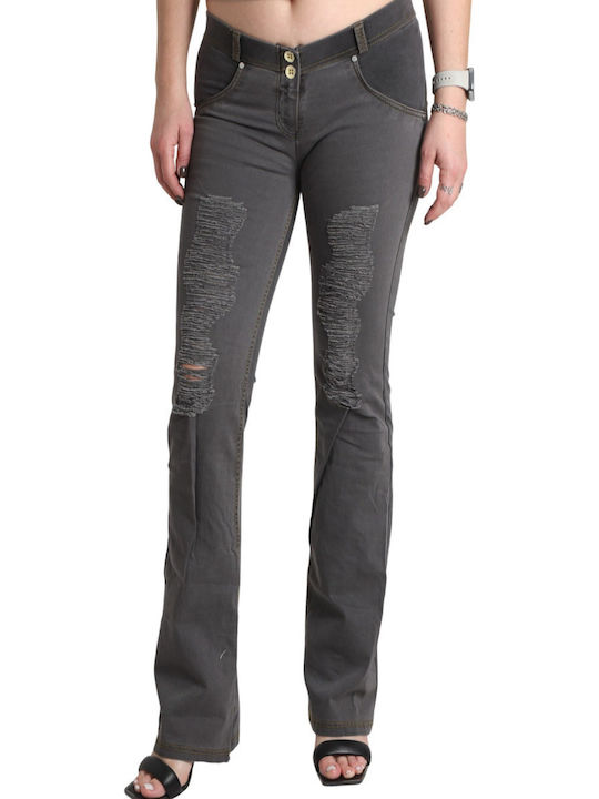 Damenjeans Push Up mit Rissen Schwarz