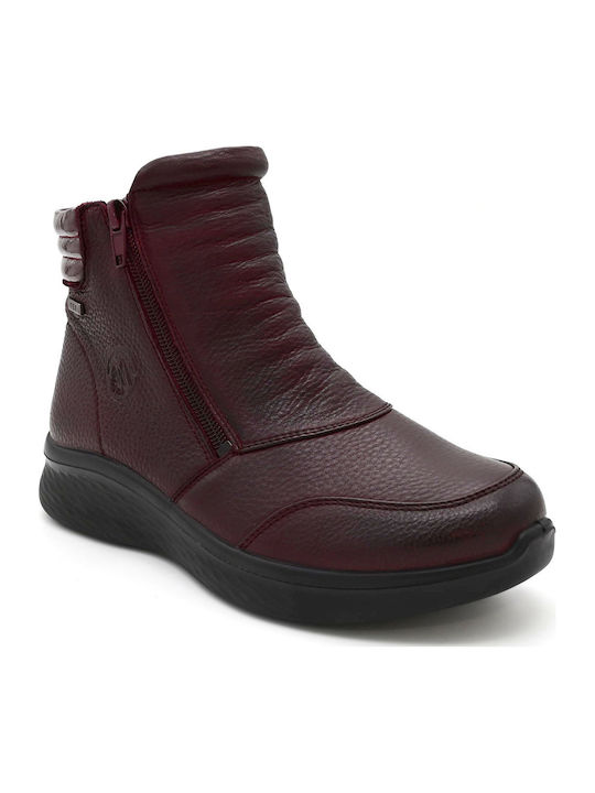 G Comfort Δερμάτινα Γυναικεία Μποτάκια Μπορντό