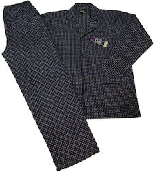 Lion Men's Winter Pajamas Set Blue