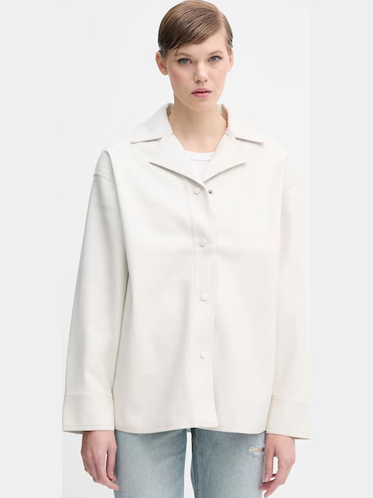 Calvin Klein Women's Denim Long Sleeve Shirt Ecru