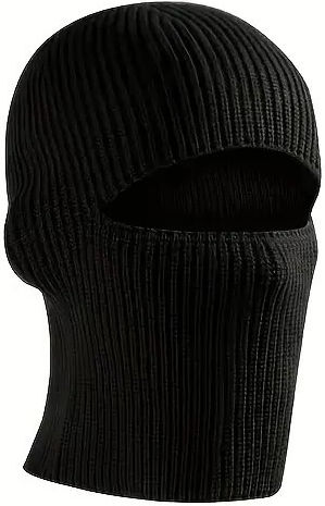 Full Face Unisex Beanie Knitted in Black color
