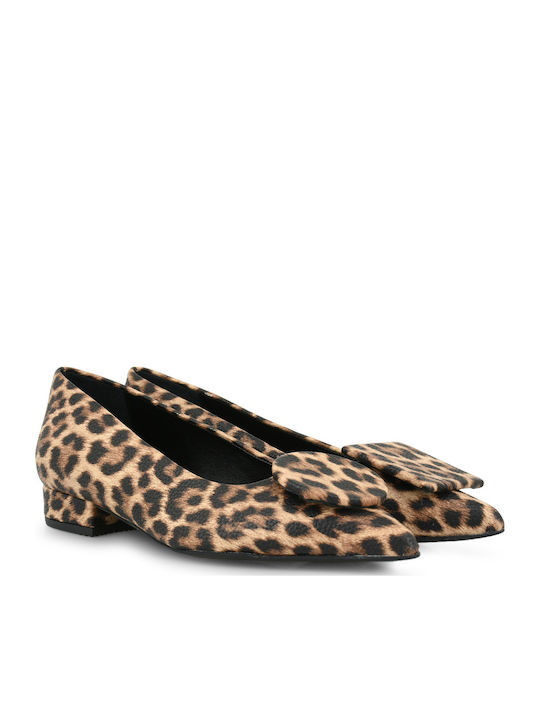 Leather Brown Low Heels Animal Print