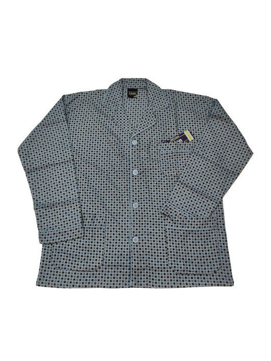 Lion Men's Winter Pajamas Set Light Blue