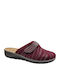 Leather Winter Women's Slippers Burgundy