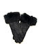 Women's Leather Gloves with Fur Black