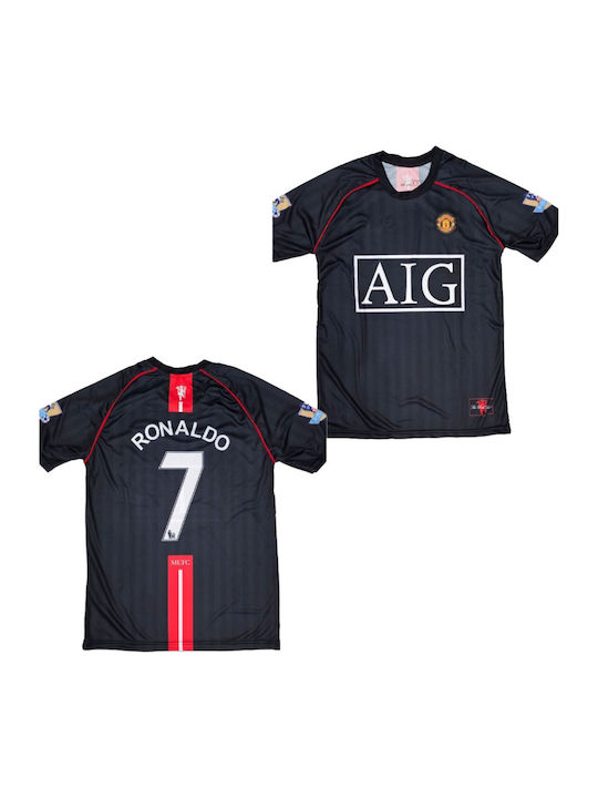 Football Jersey Ronaldo Manchester United 2007-08 Black Balón De Oro Black Unisex Fj4190