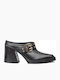 Leder Mules mit Hoch Absatz in Schwarz Farbe