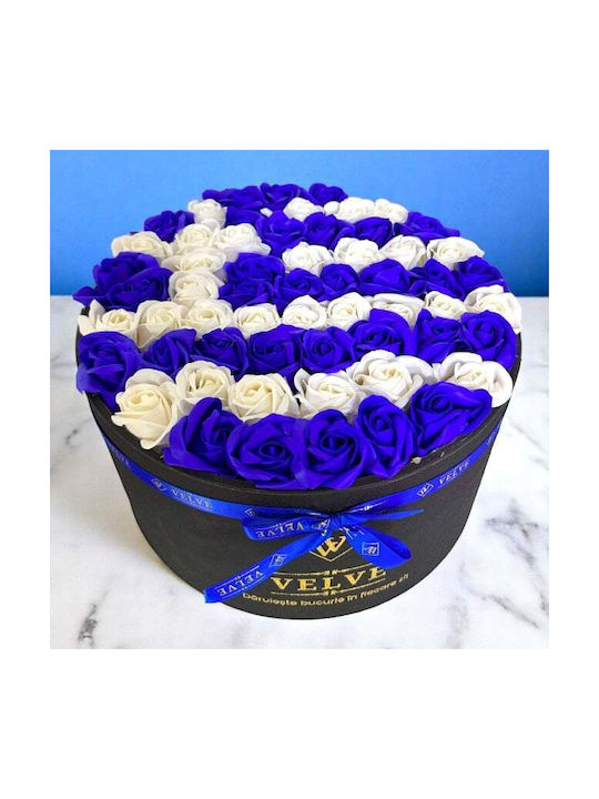 Aranjament Floral De Țară În Cutie Rotundă 55 Trandafiri Săpun Grecia
