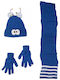 Kids Beanie Set with Scarf & Gloves Knitted Blue