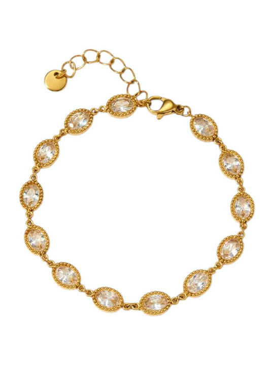 Charmy Damen Armband aus Edelstahl Vergoldet mit Zirkon 16cm