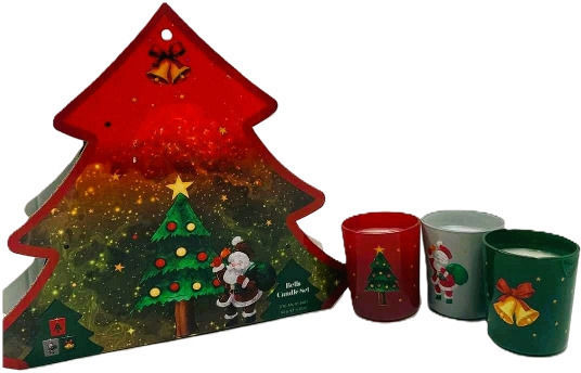 Christmas Candles Bells Set 3 Pieces Glass Vase Marva 847081