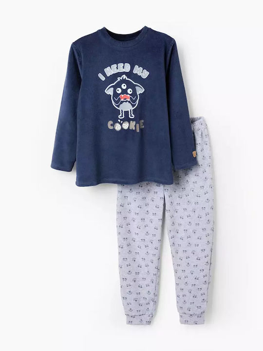 Zippy Kids' Pajamas Winter Velvet Blue Grey - Blue