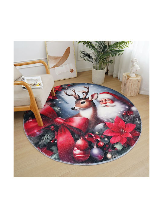 Χριστουγεννιάτικο Χαλί “άγιος Βασίλης" Imitation Cashmere 120x120cm Ry03-120