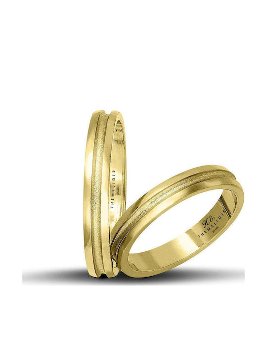 Original Gold Wedding Rings 3.5 Mm Polished Matte Line Wr181 18K