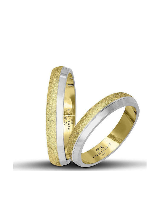 Bicolour Wedding Rings White Gold Gold 4 Mm Polished Matte Line Wr186 14K
