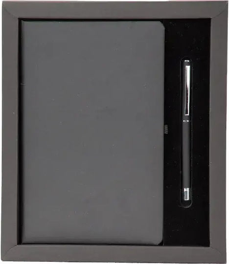 Gift Set Black Notebook 13x21cm & Metal Roller Pen Code Kavac Matte