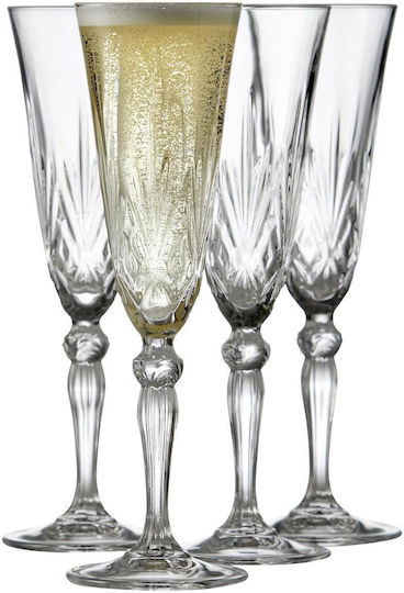 Lyngby Melodia Set Brillen Champagner Kelch Kristall 4 Stück