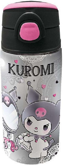 Graffiti Kinderflasche Kuromi Rostfreier Stahl mit Strohhalm Rosa 500ml