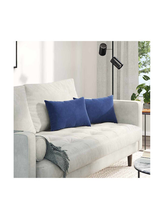 vidaXL Velvet Blue Sofa Cushion Police 30x50cm