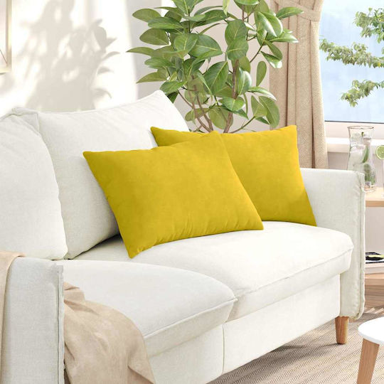 vidaXL Μαξιλάρι Καναπέ από Βελούδο Κίτρινο 40x60εκ.