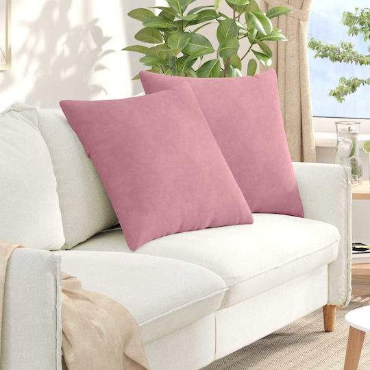 vidaXL Μαξιλάρι Καναπέ από Βελούδο Ροζ 80x80εκ.