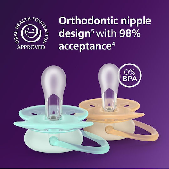 Philips Ultra Soft Πιπίλες Σιλικόνης με Θήκη Πράσινο για 18+ μηνών 2τμχ