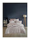 Homeline Σετ Παπλωματοθήκη Βαμβακερή 230x250cm Υπέρδιπλη με 2 Μαξιλαροθήκες 3222 Μπεζ