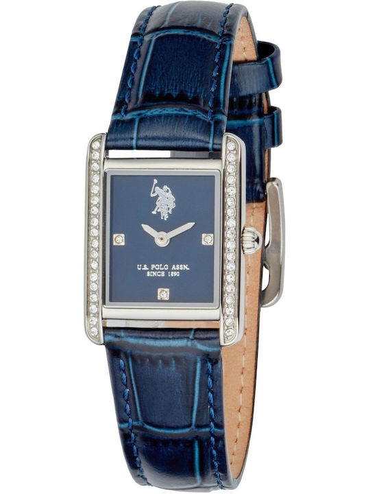 U.S. Polo Assn. Crystals Women's Watch with Blue Leather Strap