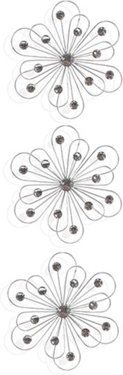 Metallic Silver Flower Set 3 25x1x25cm Monochrome Gtr