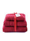 Marwa Bath Towel Set 3pcs Red Weight 550gr/m²