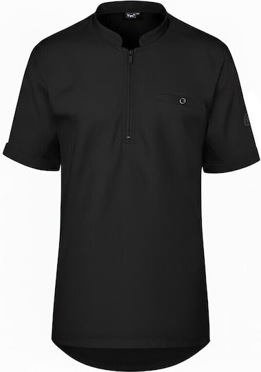 Tips Μπλούζα Σεφ Microfiber Μαύρη με Κοντό Μανίκι