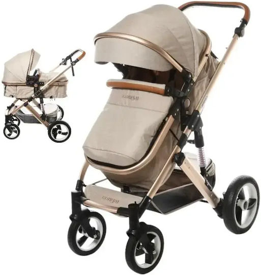 Fiko Cougar Adjustable 2 in 1 Baby Stroller Suitable for Newborn Beige 12.5kg