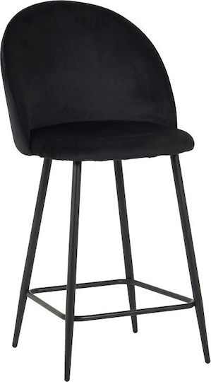 Stool Bar with Backrest Upholstered with Velvet Perch Black Shade 2pcs 50x43x99cm