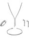 Set mit Halskette , Ohrringe & Ring aus Silber mit Steinen