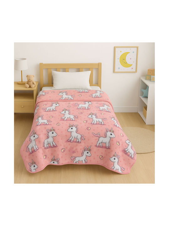 Astron Italy Κουβέρτα Βελουτέ Baby Unicorn 220x150εκ.