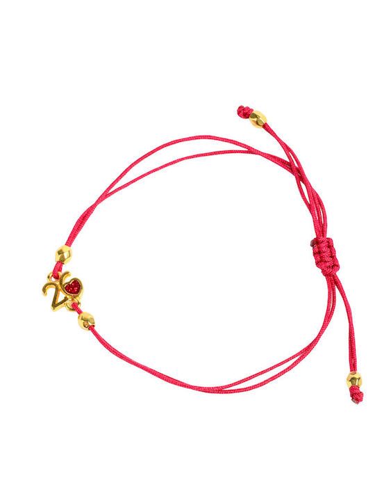 Handmade Kids Bracelet Talisman 2026 Red Heart Gilded Zamac