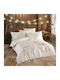 Class Home Collection Set Husă de Pilotă Dublă cu 2 Fețe de Pernă & 1 Cearsaf 200x220 Noel Ecru