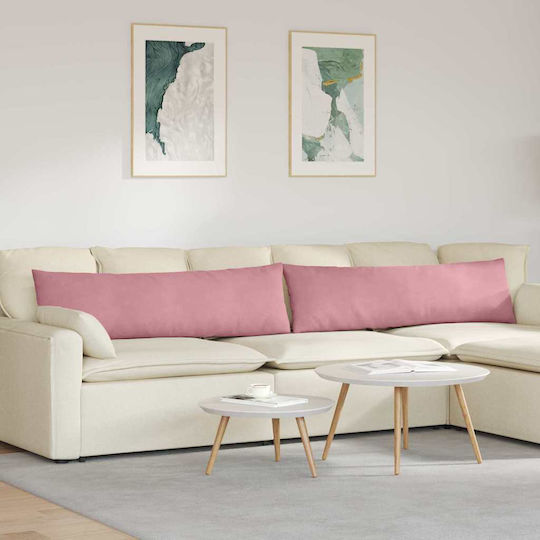 vidaXL Възглавница за диван от Кадифе Розова 40x145см