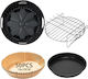 Set Accesorii Compatibil 4 X 19 Cm Air Fryer – Tavă Grill Pizza Hârtie de Copt din Silicon Russell Hobbs 4l Philips 2000 4.2l Ninja 5.2l Cosori 3.8l