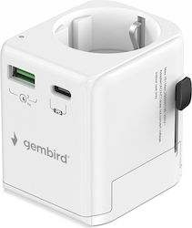Gembird TPA-EU1A1C20-01-W Αντάπτορας Πρίζας από Universal σε Universal Gembird TPA-EU1A1C20-01-W Αντάπτορας Πρίζας από Universal σε Universal