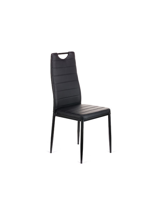 Tonia Pu Dining Room Artificial Leather Chair Black-leg Black 52x43x96cm