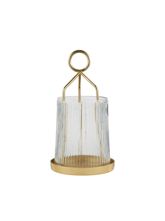 Butlers Glass Lantern Gold 21x21x21cm