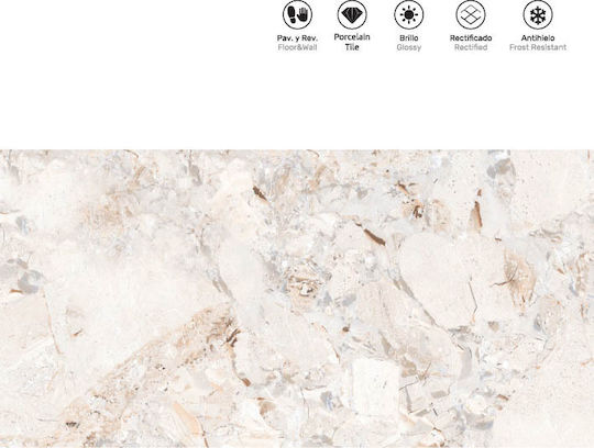 LV Granito Floor Interior Gloss Porcelain Tile 120x60cm White