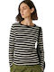 Women's Blouse Cotton Long Sleeve Striped Black