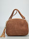 Leder Damen Schulter Crossbody Tasche Suede Camel