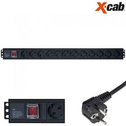Xcab 19" Rack Priză 12 Ieșiri Schuko Comutator Xcab-1219 Xcab 19" Rack Priză 12 Ieșiri Schuko Comutator Xcab-1219