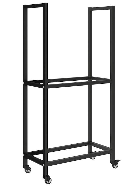 Outsunny Inox Ράφι Αποθήκευσης Ξύλων 60x30x119cm Μαύρο