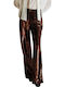 Women's Fabric Trousers Moro Brown with Sequins